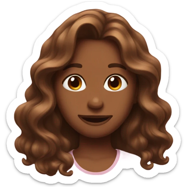 Emoji with heart eyes and laughing long brown hair sticker
