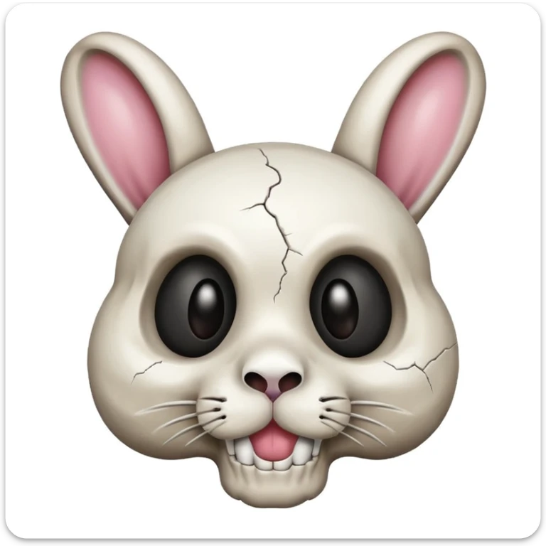 Give me an emoji of a cross eyed bunny that is combined with a 💀 that is also stressed out and overweight sticker