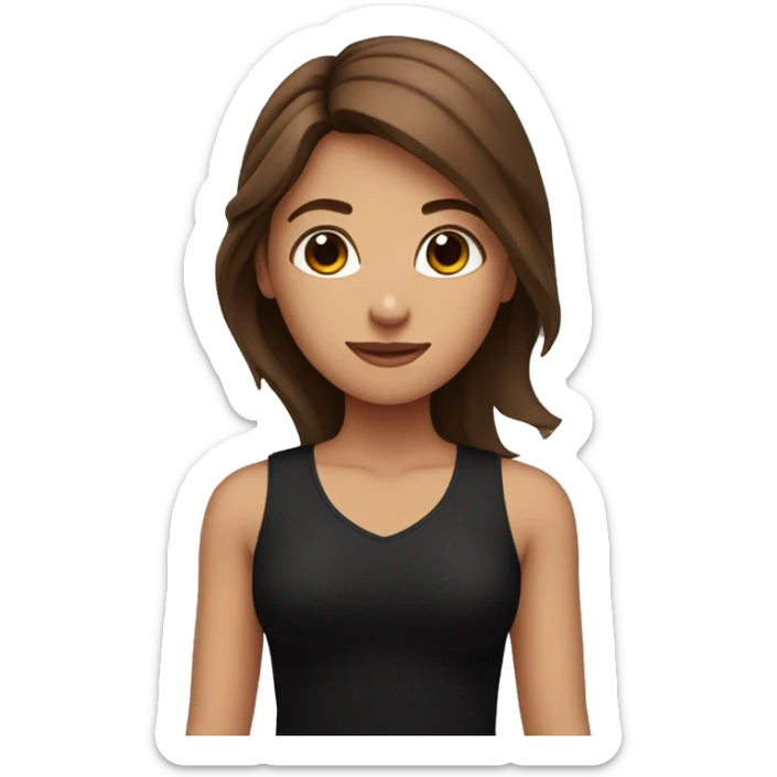 girl with brown hair shows the heart with her hands in black tops sticker