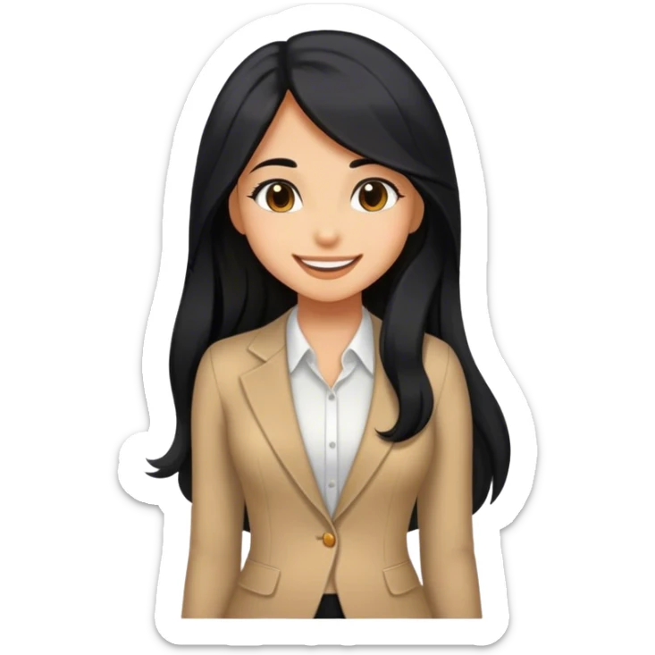 Tan girl with black long hair classy kisses smiles and cute outfit sticker