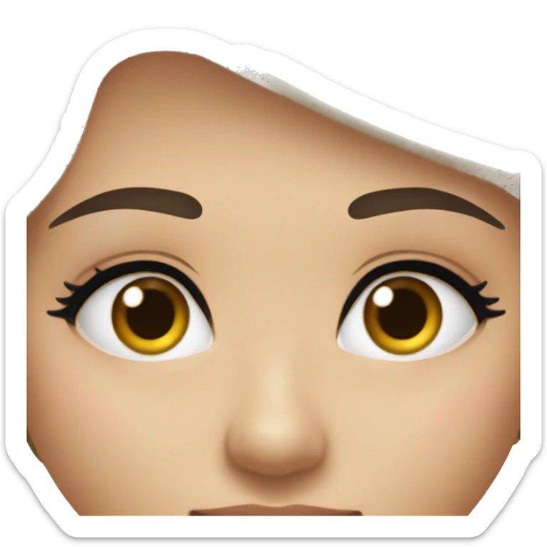Create an emoji of a beautiful girl's face with large, expressive eyes and well-defined, arched eyebrows. Both eyes and eyebrows should look symmetrical and attractive. sticker