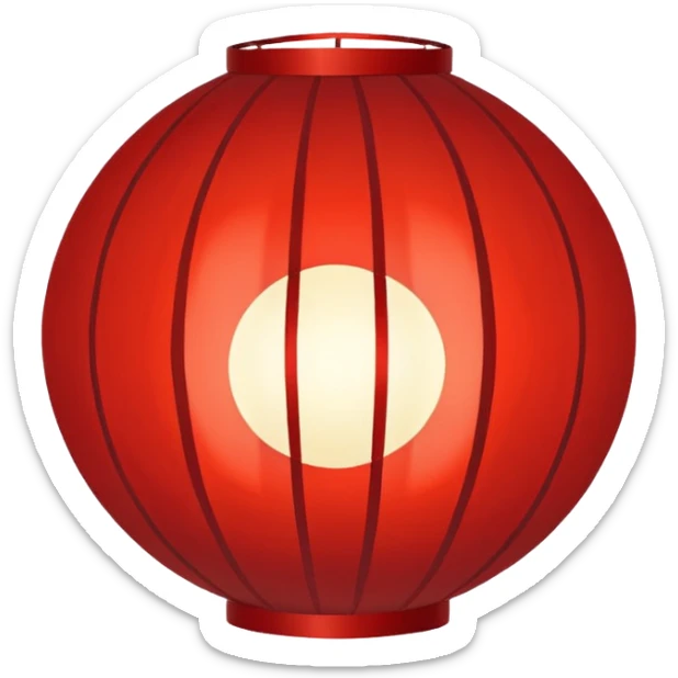 Paper Lantern with red glow on top of the pole, Street Lantern. sticker