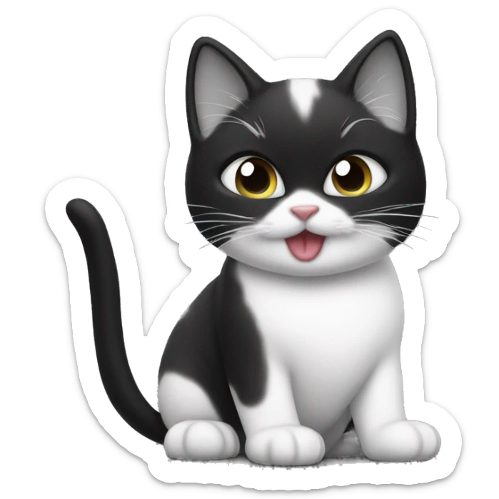 Cute cat sending kisses black and white Tuxie  sticker