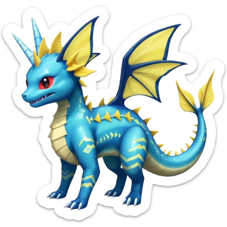 Vaporeon-Salandit-Electrike-Zeraora-Fakémon-hybrid-creature (full body)  sticker