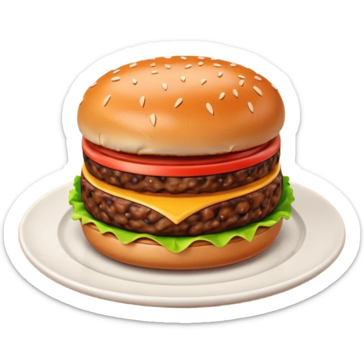A 3D cartoon portion of minced meat shaped like a burger patty on a plate, soft lighting, Memoji-style. sticker