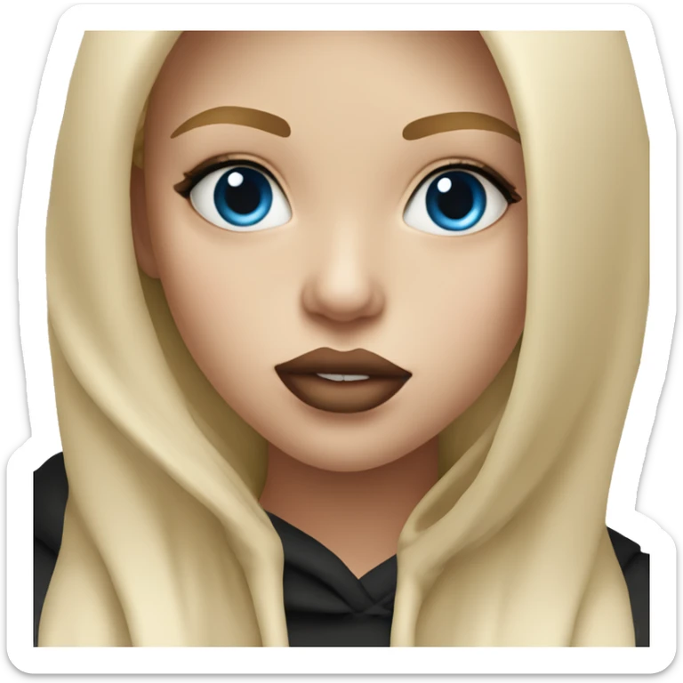 Blonde blue eyes with a big lips girl in black hoodie  sticker