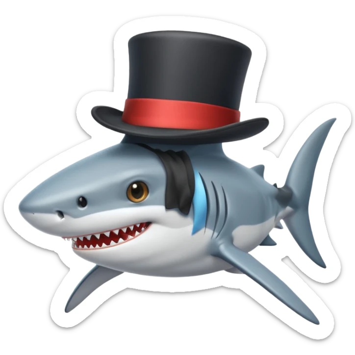 Shark with a top hat sticker