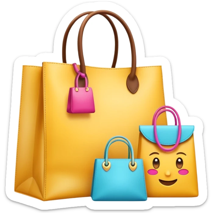 emoji of luxury brand labeled beauty products near shopping bag
 sticker