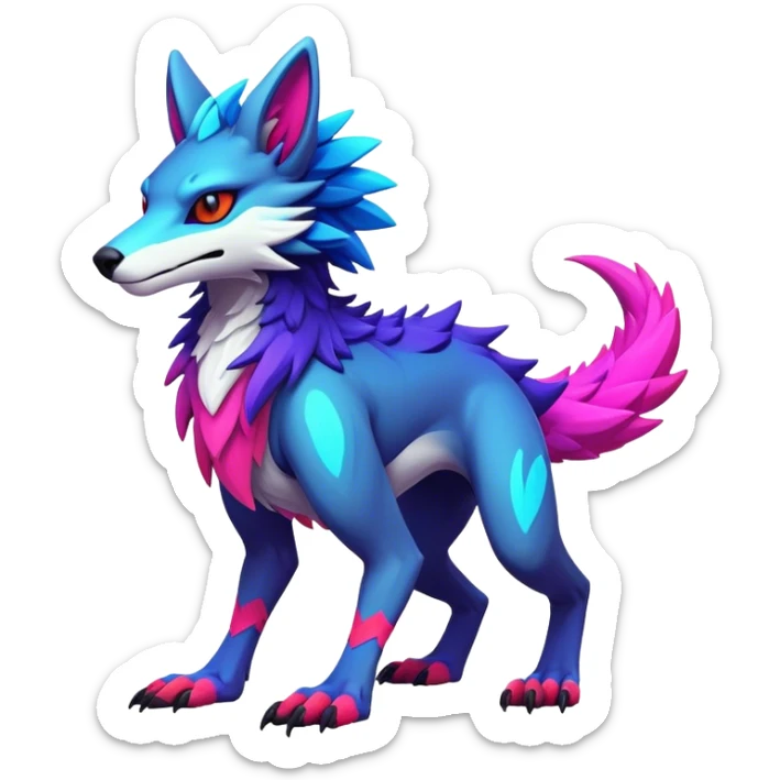 Epic Edgy Cute Colorful Modern Vernid-Protogen-Sergal-creature-animal full body sticker