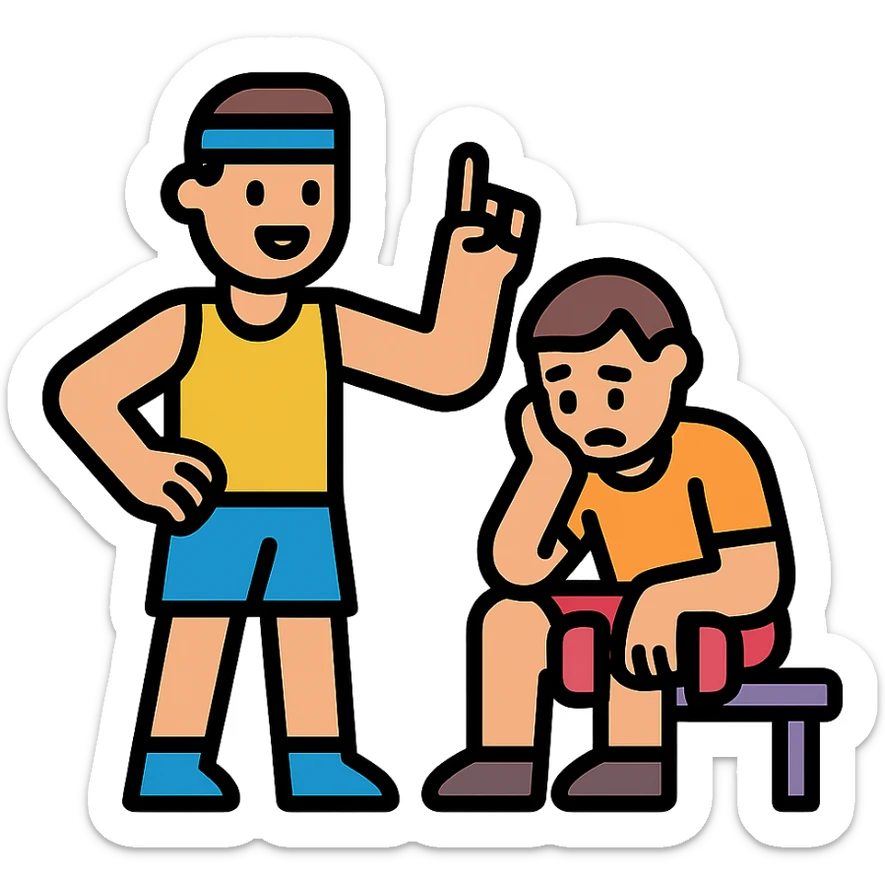 One sportsman encourages the other one, to do a workout and stop being lazy
 sticker