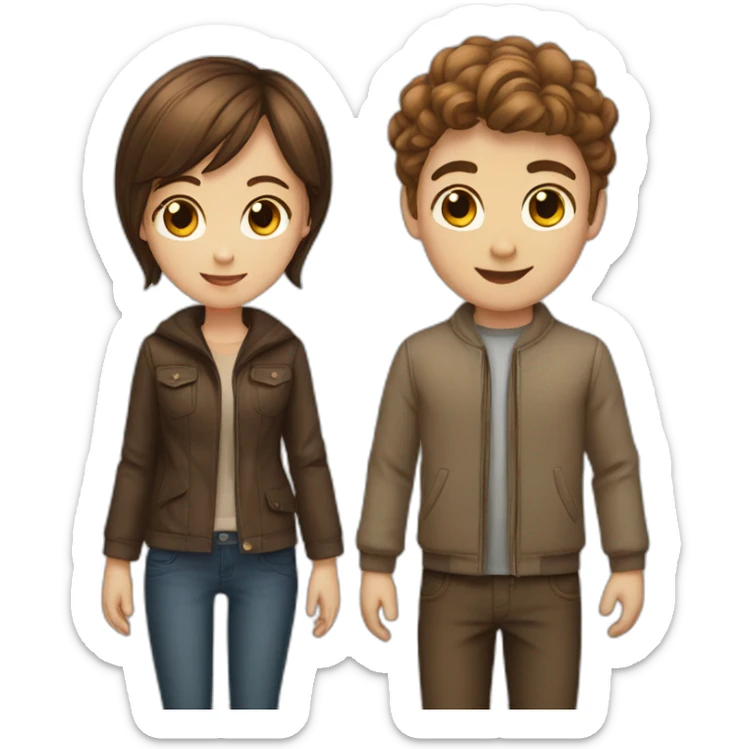 girl et boy with brown hair couple love sticker