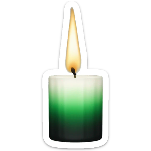 fragrance candle with green and black colors, no emoji sticker