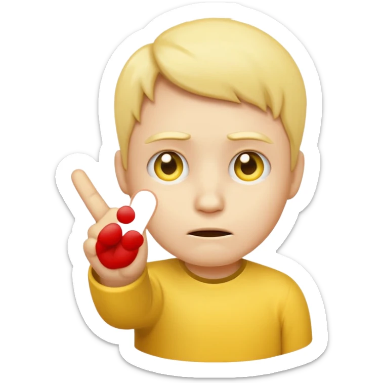 Create a emoji face sad with showing one hand little finger.
The other finger should be down and only one smallest finger should be stand up.

 sticker