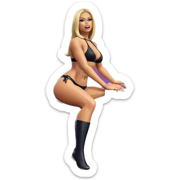 blonde girl in black bikini sticker
