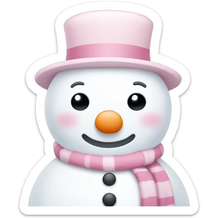 Cute white and light pink snowman sticker