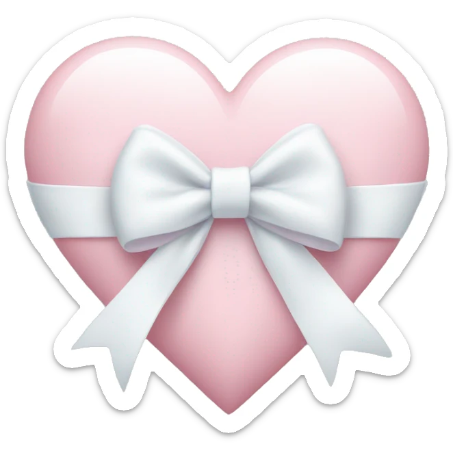 Pastel pink heart with white bow sticker