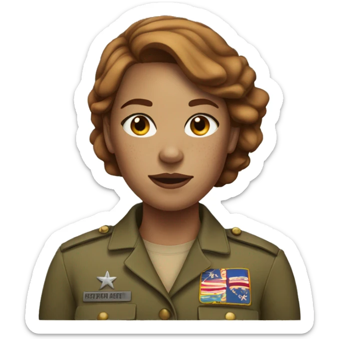 Freckled military woman with lightbrown hair sticker