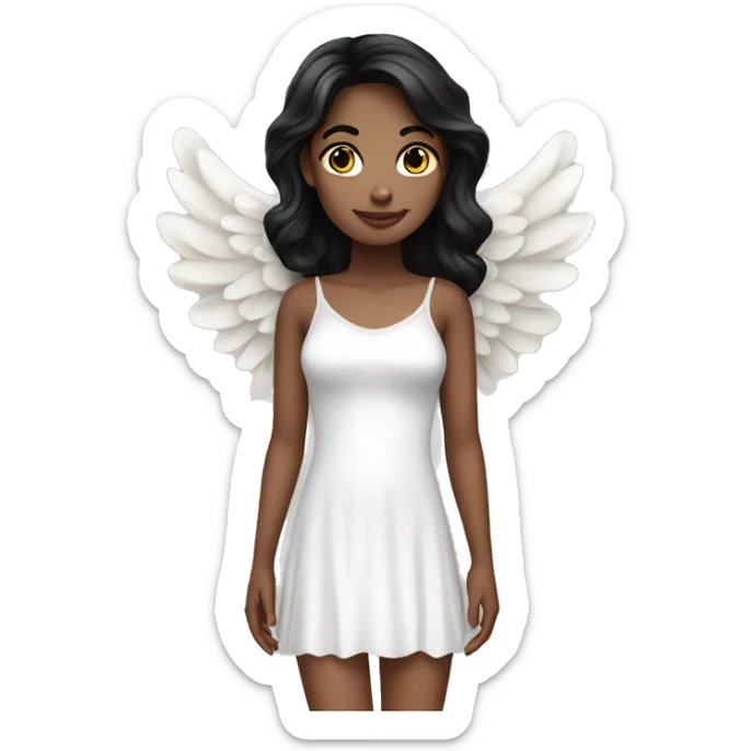 Angel black haired and fair skin girl with mini dress sticker