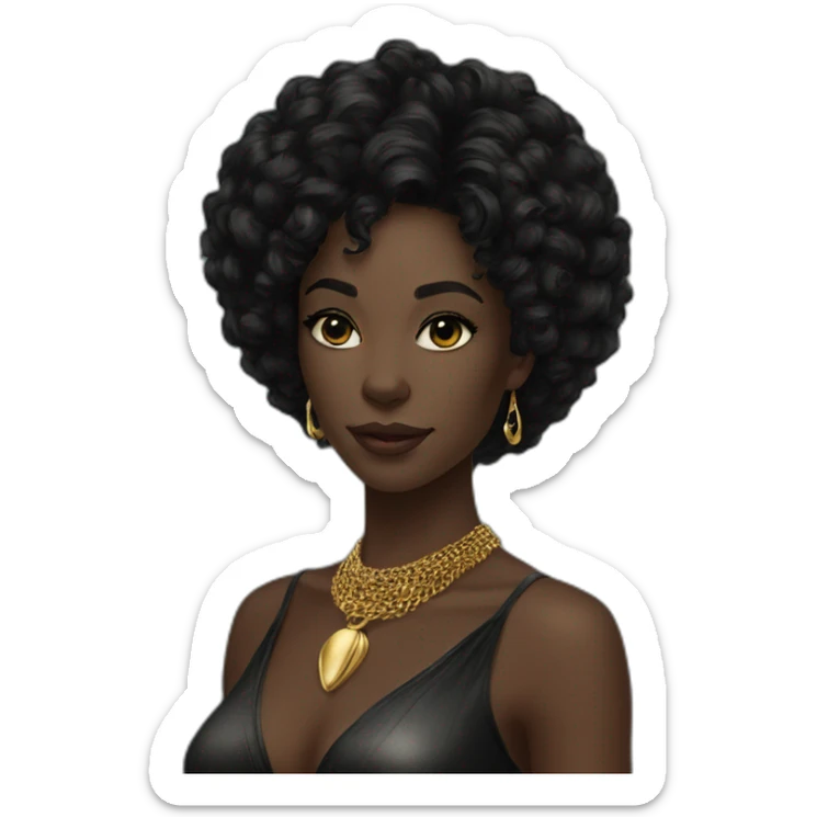 A Beautiful Black panther woman black hair with gold necklace sticker