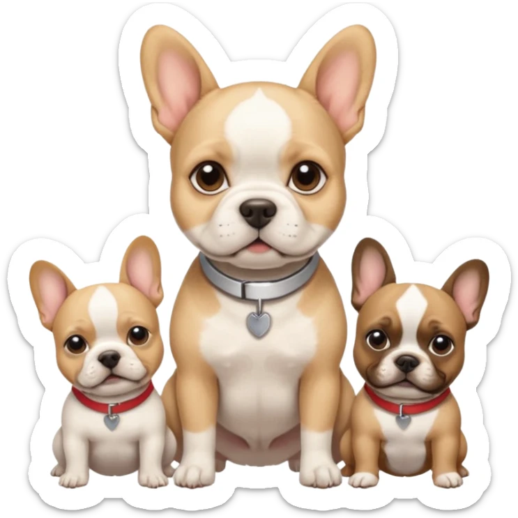 A white terrier lead singer being backed up by 3 French bulldogs sticker