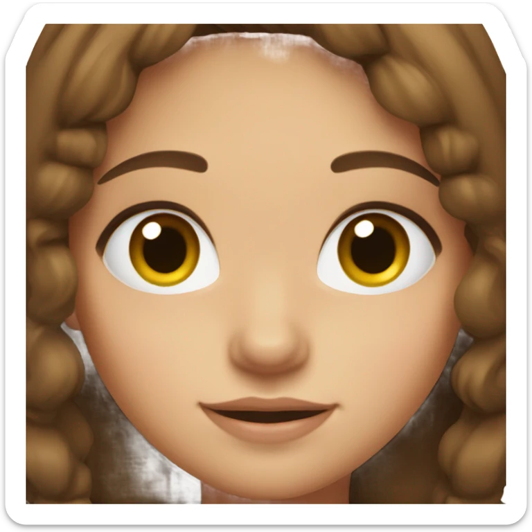Cute girl with brown hair and brown eyes  sticker