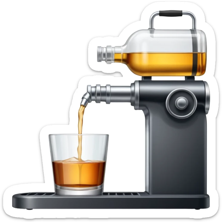 Envasado de botella de licor con boquilla de la maquina para llenado y sin logo en la botella sticker