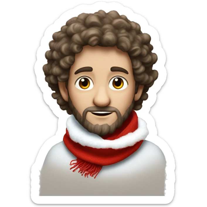 Mr. Tumnus from Narnia wearing a bright red scarf with a dusting of snow on his furry legs  sticker
