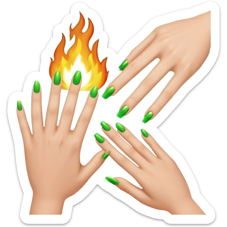 world of warcraft warlock hand with green fire checking nails like a pedicure was just done. just the hand sticker