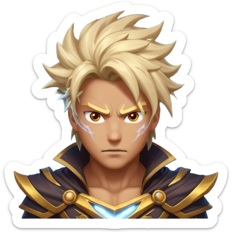 storm rider portrait, head and shoulders only, wind-swept hair, crackling lightning aura, storm clouds swirling behind, intense glowing eyes, epic fantasy vibe, 3D cartoon, mobile game icon style, clean background, no text, no watermark
 sticker