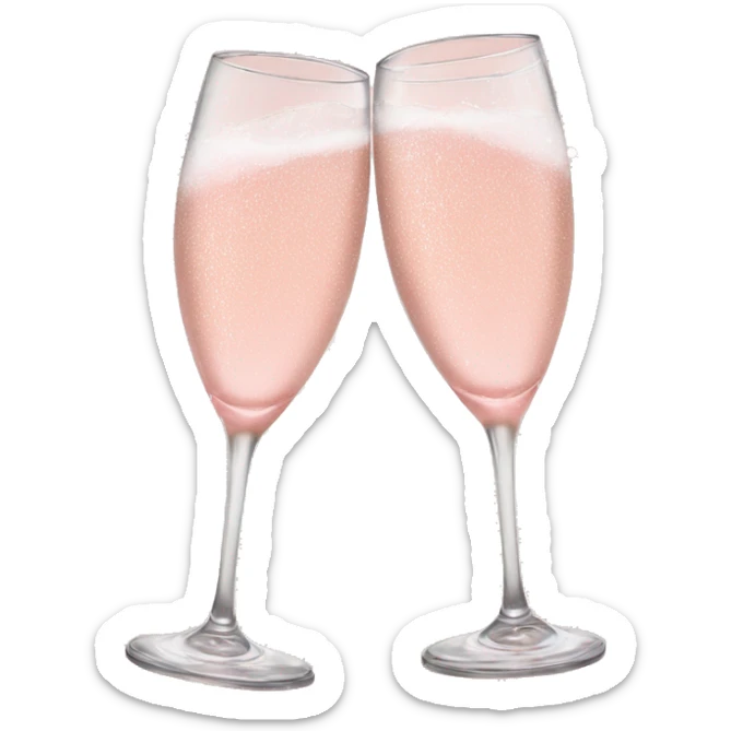 glasses of pastel pink champagne are smashing against each other sticker