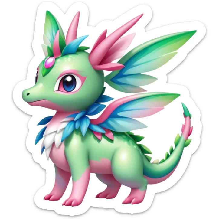 Shiny Exotic Cute Majestic Ethereal Sparkly Flygon-Sylveon-Shaymin-Meganium-Hybrid-Creature sticker