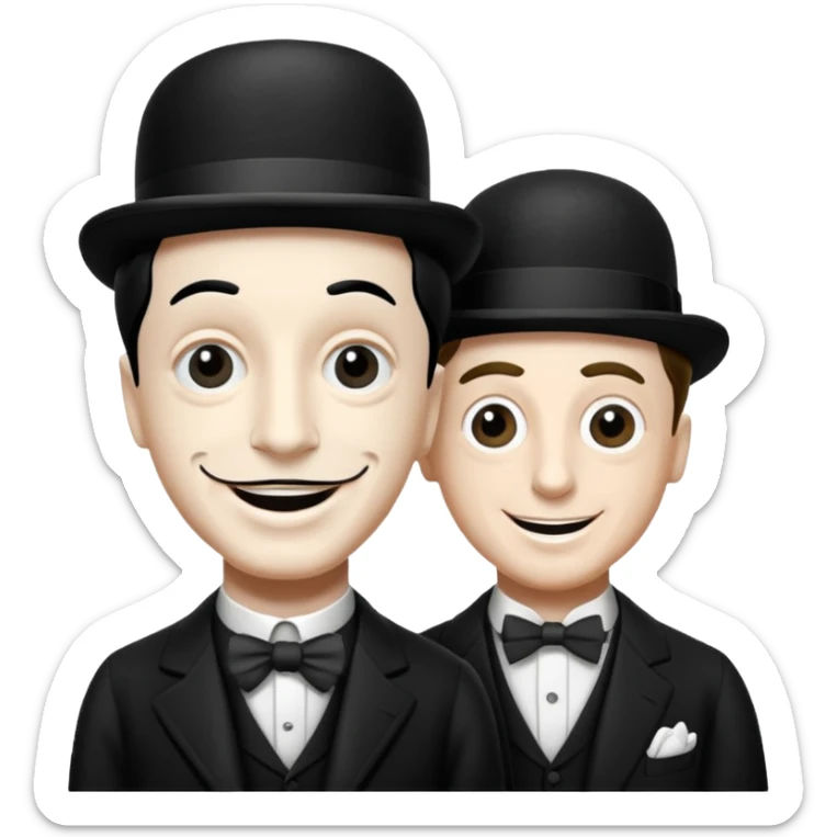 crea una imagen en la que aparezcan charles chaplin y buster keaton juntos sticker