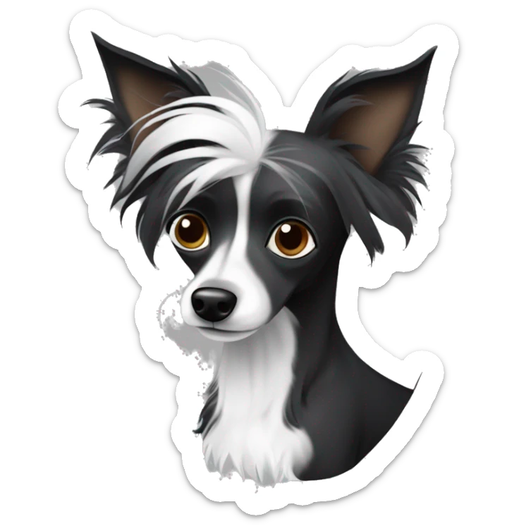 Black chinese crested dog 2 black paws and två white. Black and white hair sticker