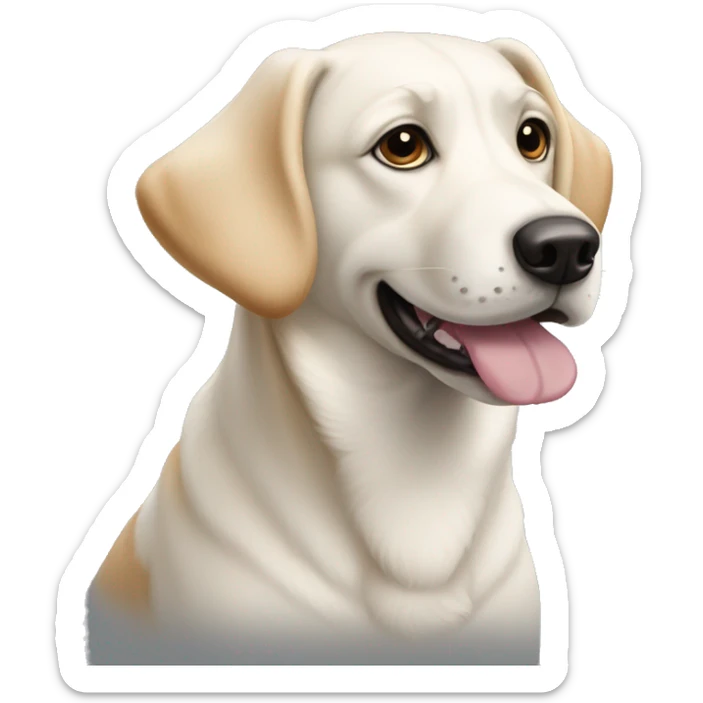 a big white dog looking like a mix of corgi and labrador but looking more like a labrador sticker