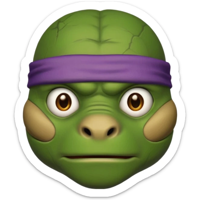 Donatello from Teenage Mutant Ninja Turtles, emoji style, head only, with a serious expression sticker