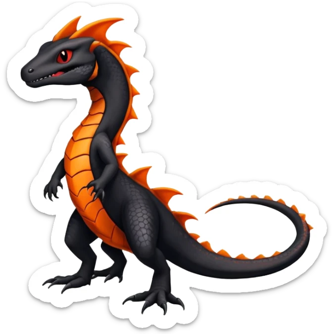 Black an Orange Salandit-Salazzle-Draco-Drakeon-Fakémon-creature-hybrid sticker
