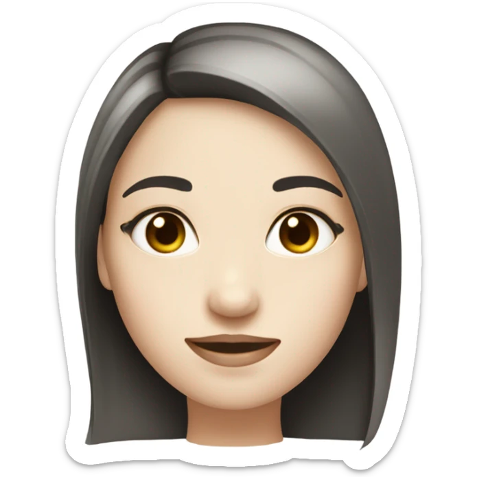 girl with pale skin straight black to fading brown hair sticker