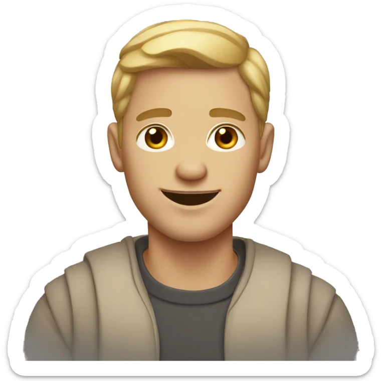 A man that’s gay and light skin brown hair big earrings and weird teeth sticker