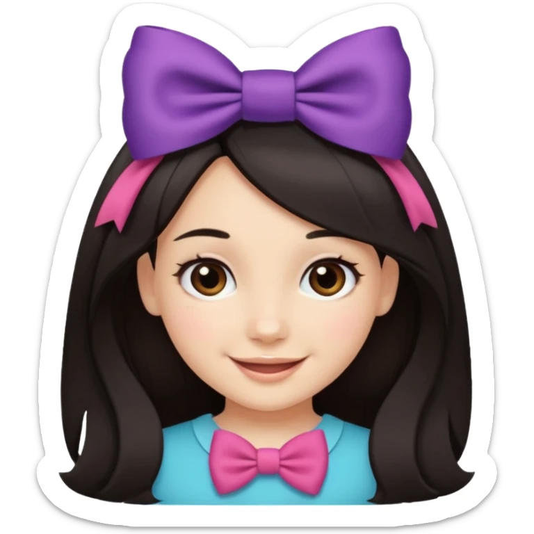 scout girl with hairbow on straight hair dark hair sticker