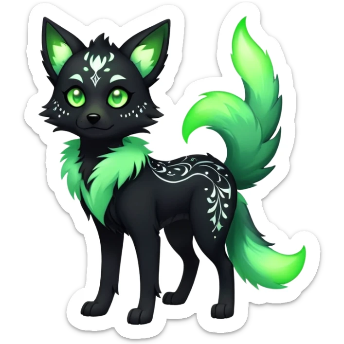Vibrant edgy gothic Falvie-Fionbri-creature-sparkle-canine-fursona, full body, with random markings sticker