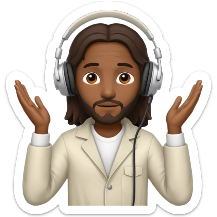 African American Jesus Christ giving someone a pair of headphones sticker