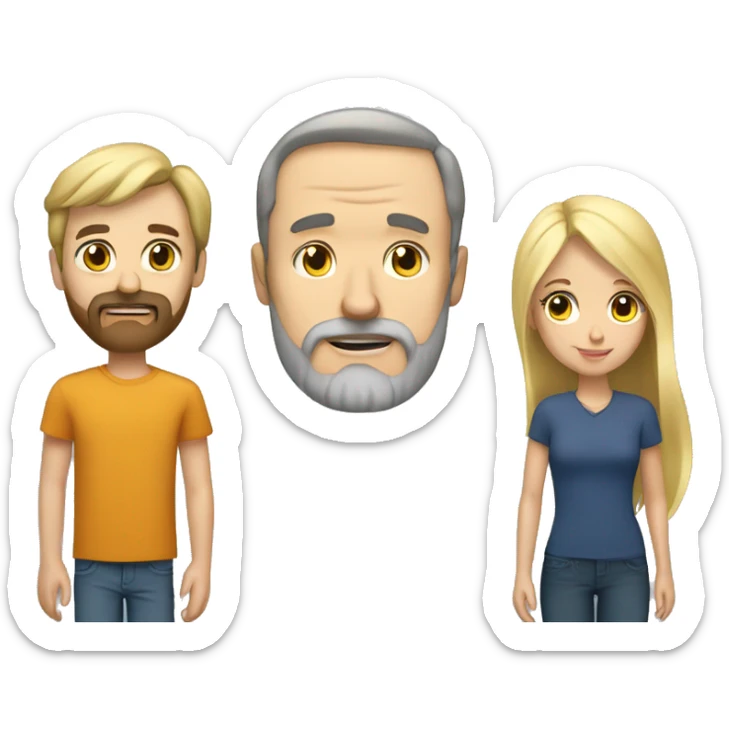 a caucasian dad with a beard with his teen boy and teen blond girl sticker