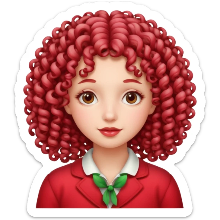 girl with curly hair made out of peppermint sticker