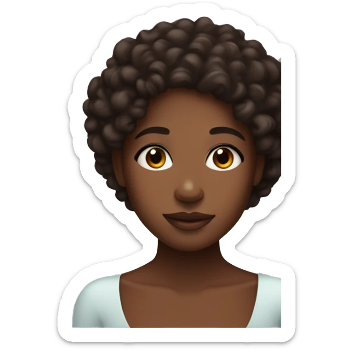 Medium black girl, with curly hair, brown eyes and freckles doing skincare  sticker