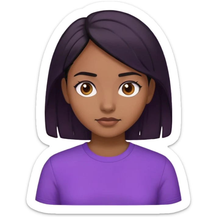 Girl with purple shirt and brown skin with black hair  sticker
