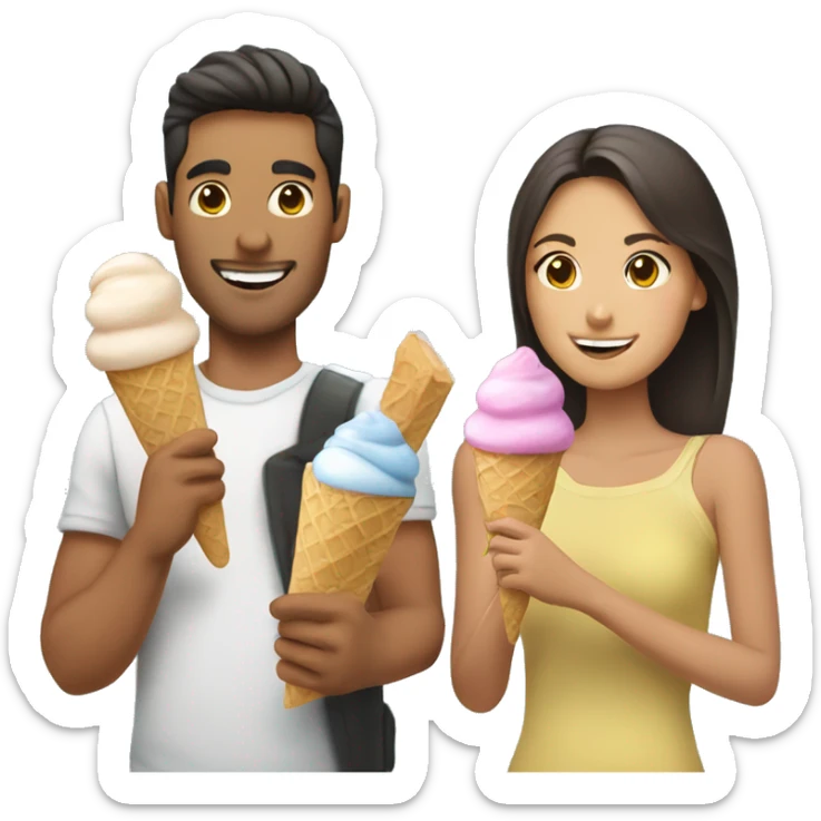Argentine guy and Filipina girl couple eating ice cream bars sticker