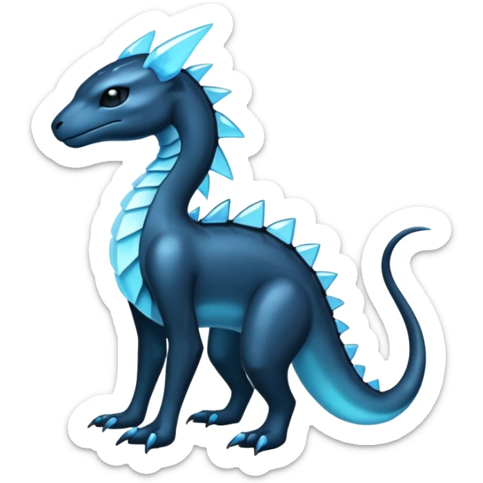 Shiny Dark Edgy  Inteleon-Amaura-Fakémon-hybrid-creature (full body)  sticker