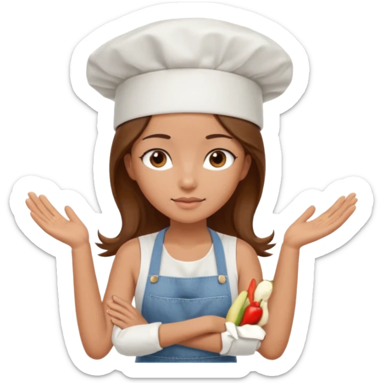 Sexy Full body  pretty
Long brown hair brown eyed female chef wearing white tank top, denim shorts and chef hat arms folded sticker
