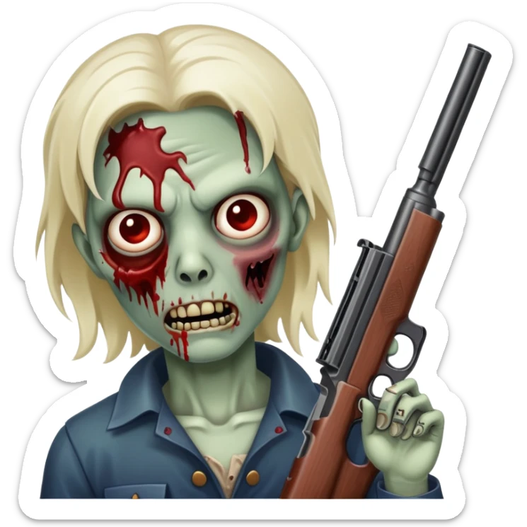 An Zombie With Gore And Blood And That has an shotgun in his hand sticker