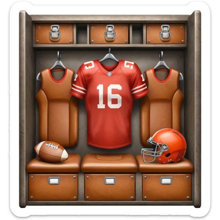 luxury leather seat with football gear in a locker room sticker
